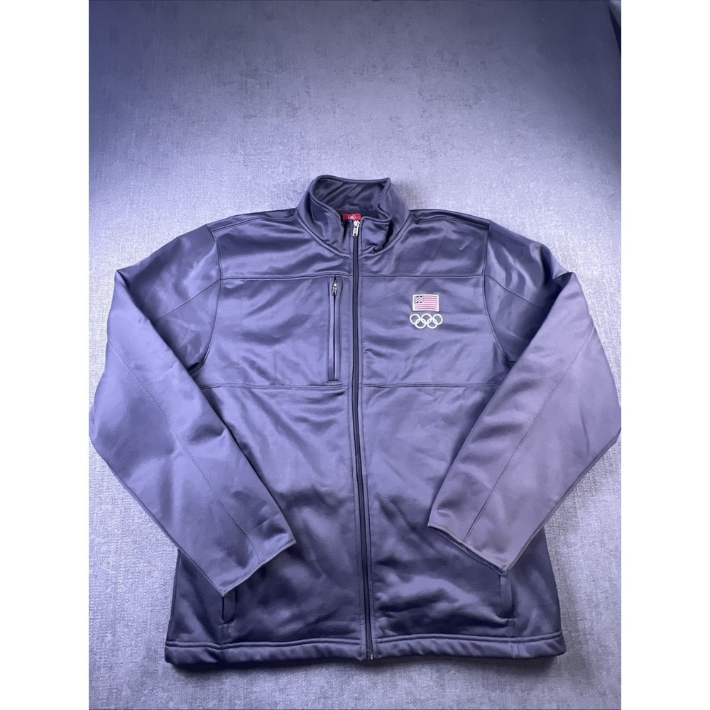 United States Olympic Committee Team Apparel Jacket Men's Large Gray Logo Zipper